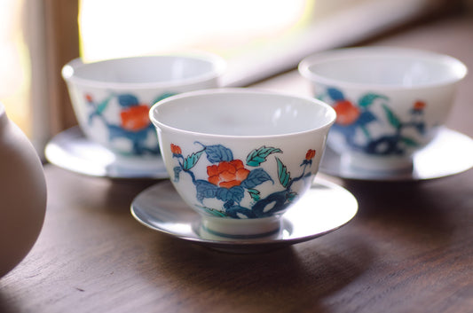 Tea Journey Arita Ware Imari Ware Hatamatsutouen Iro Nabeshima Sencha Bowl Rock Peony Diameter 6.5cm x Height 4.8cm Approx. 40cc 1 Teacup