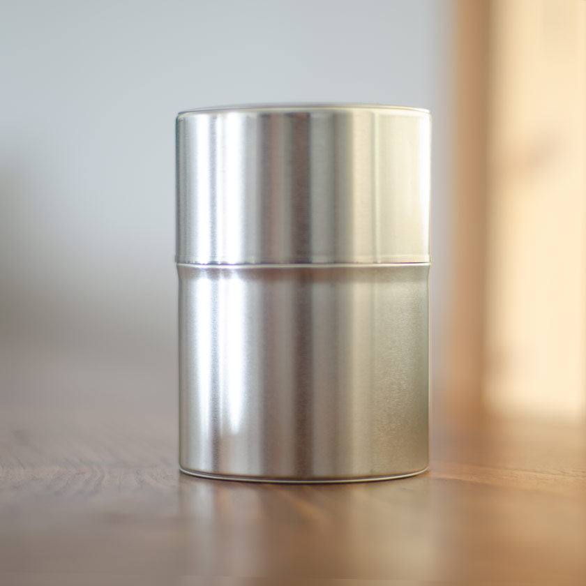Ocha Tabi Steel Tea Canister for Tea Leaves 150g φ74×106mm Tea Canister Can Tea Coffee Black Tea Storage Container
