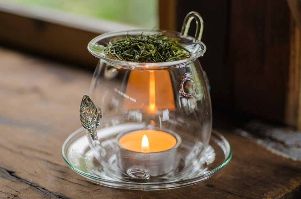 Tea Travel Tea Incense Burner Heat-Resistant Glass (1 Candle Included) Gift Wrapping Available