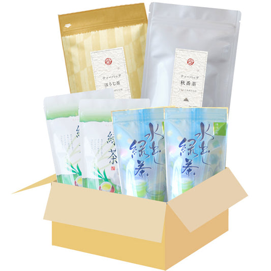 Chawa-ya 6 tea bags to choose from 4 types of tea (15 Ichibancha 6g bags, 20 Fukamushicha 6g bags, 40 Bancha 6g bags, 30 Houjicha 4g bags) for 1 liter bottle