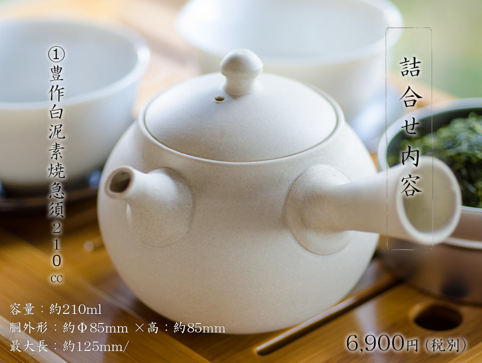 Tsuzuki Hosaku White Clay Unglazed Teapot 210cc A non-clogging teapot perfect for deeply steamed tea