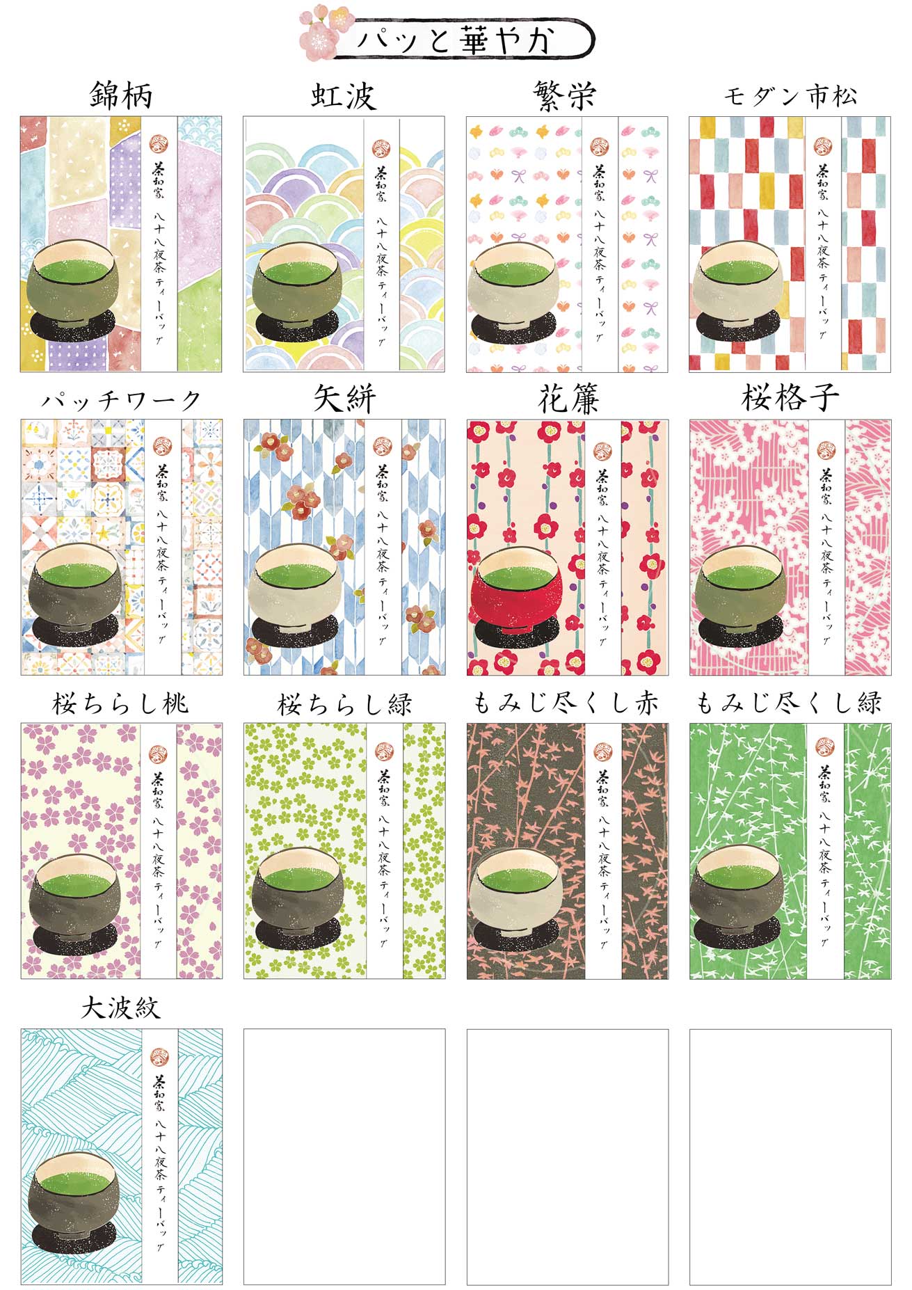 Tea Petit Gift Chawaya Eighty-eighth Night Tea Tea Bags 2.5g x 3 Cute Japanese Pattern Petit Gift