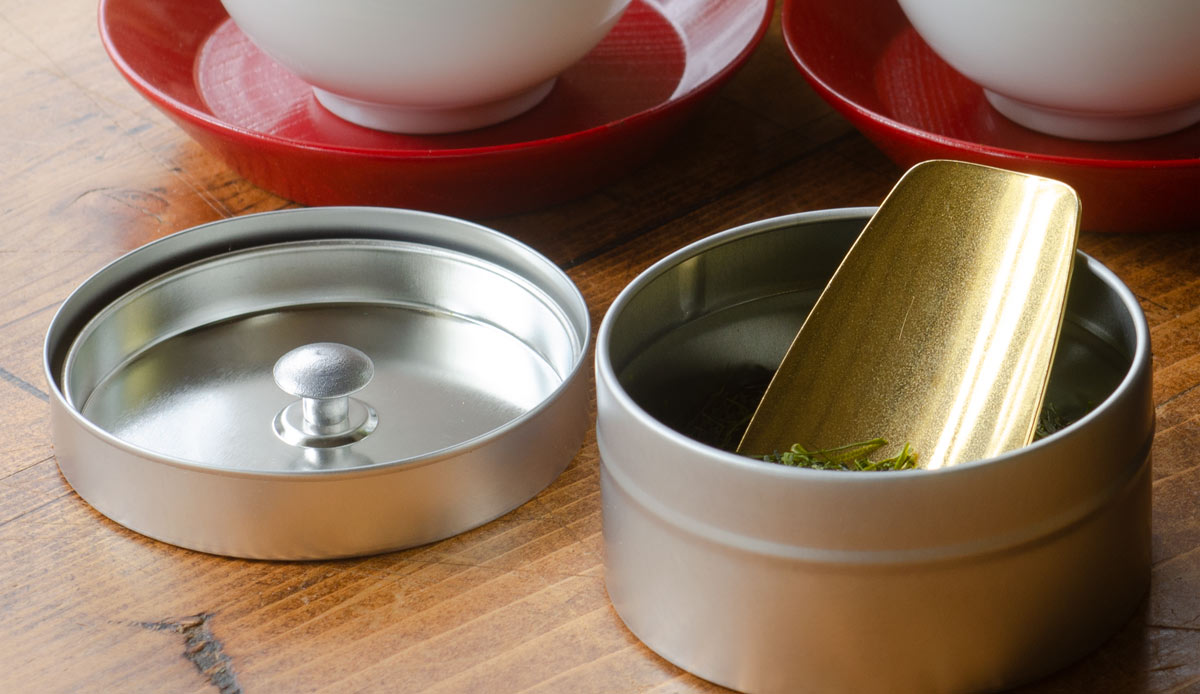 Ocha Tabi Steel Tea Canister for Tea Leaves 150g φ74×106mm Tea Canister Can Tea Coffee Black Tea Storage Container