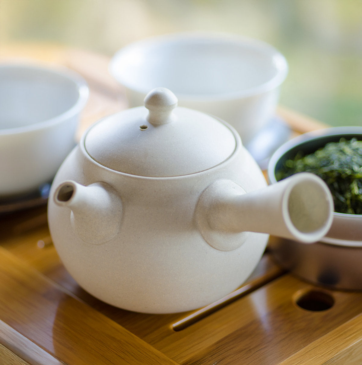 Tsuzuki Hosaku White Clay Teapot 210cc A teapot that won't clog, perfect for deep steamed tea Tea Journey