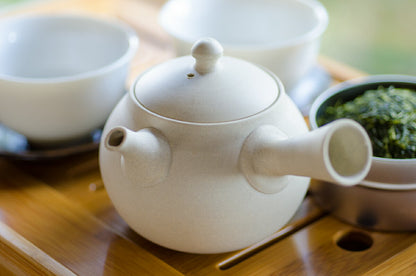 Tsuzuki Hosaku White Clay Unglazed Teapot 210cc A non-clogging teapot perfect for deeply steamed tea