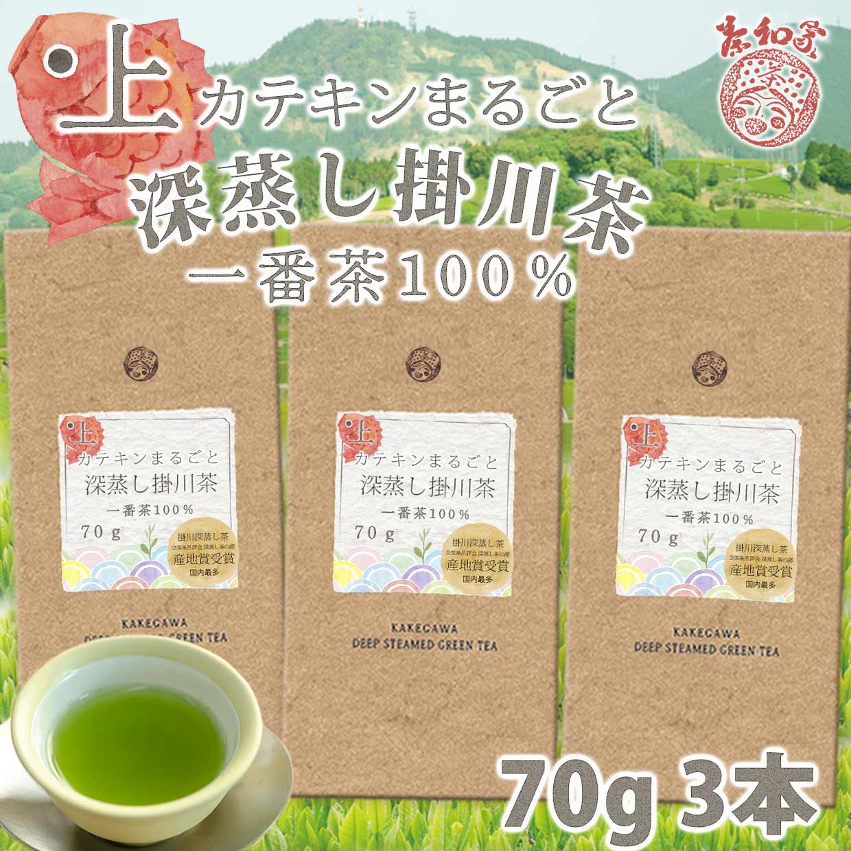 Chawaya Whole Catechin Deep Steamed Kakegawa Tea 100g x 3 bottles