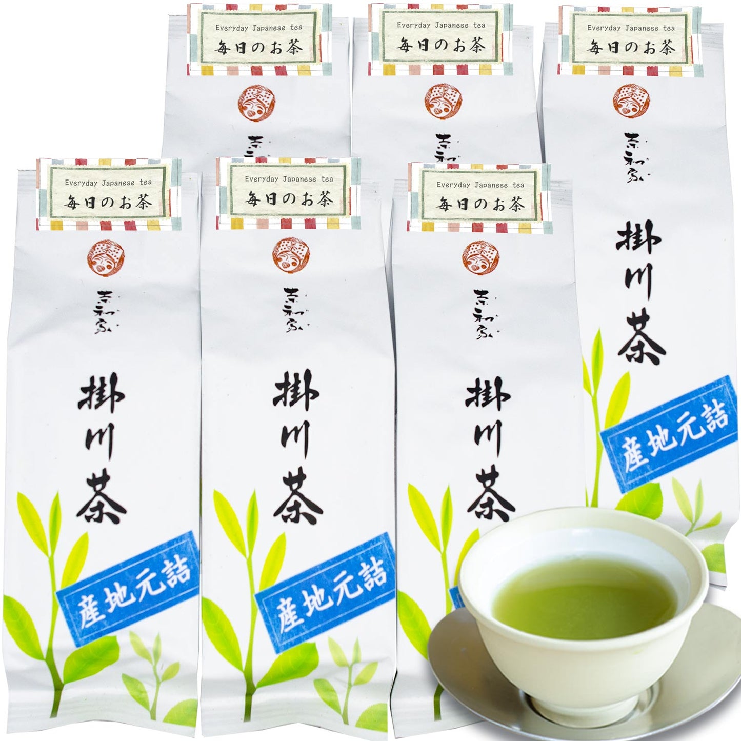 静岡県掛川市産 深蒸し煎茶 茶和家 毎日飲むお茶 250gx6本＝1500g （カテキン豊富な 2番茶）